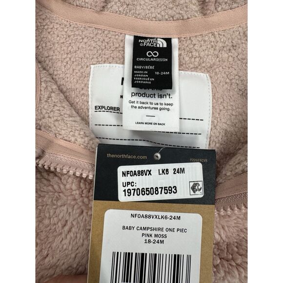 The North Face Infants’ Campshire Fleece One-Piece Pink Moss 18-24M NWT - Picture 4 of 4